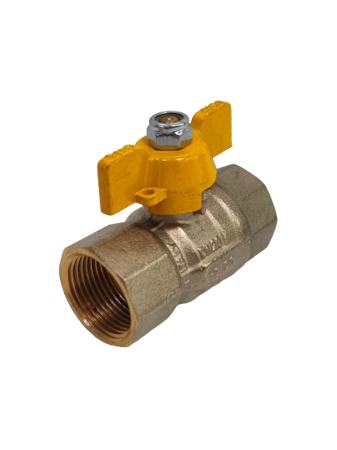 Brass ball valve, f/f 1", T-handle