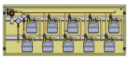 Gas pressure reducing and measuring point (MRS) for 5-6 gas meters