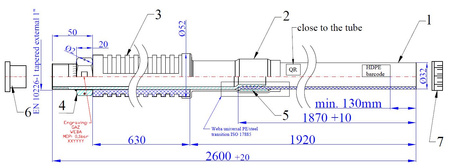 Underground gas entry pipe to building 32/25 with thread 1"