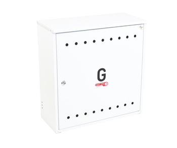 Wall-mounted gas cabinet, 600x600x250, slanted roof, white