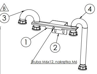 Gas meter bar G4/G6, long pipe with loose nut 1 1/4"