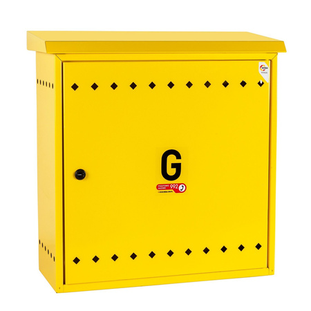 Free-standing gas cabinet 600x600x250, slanted roof, yellow