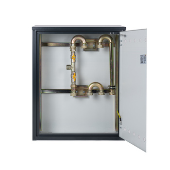 Gas pressure reducing and measuring point (MRS) for 2 vertically installed gas meters, metal, anthracite, 700x850x250