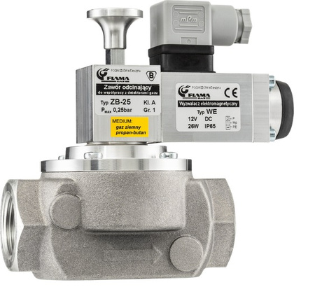 Electromagnetical valve, thread DN25, ZB-25/12V