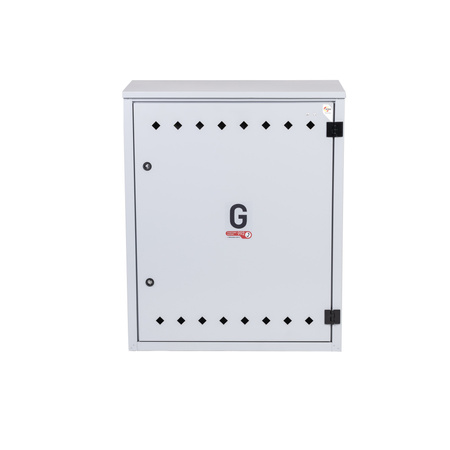 Gas pressure reducing and measuring point (MRS) for 2 vertically installed gas meters, metal cabinet, grey 700x850x250