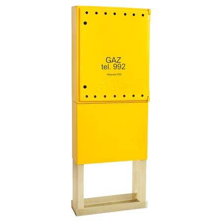 Gas pressure reducing and measuring point (MRS) for 2 gas meters, made of laminate, yellow 670x870x250