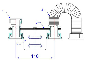 Gas meter bar G4, R110 - male thread 1 1/4" x flexible hose 1 1/4"