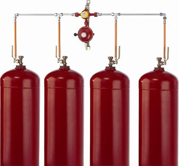 Installation set for 4 LPG gas cylinders