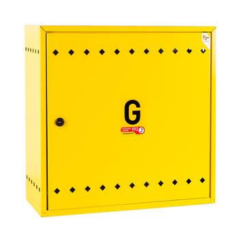 Wall-mounted gas cabinet, 450x450x250, flat roof, yellow