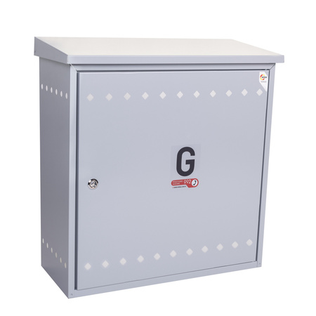 Wall-mounted gas cabinet, 600x600x250, slanted roof, grey